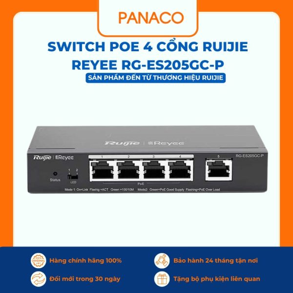 Switch POE 4 cổng Ruijie Reyee RG-ES205GC-P