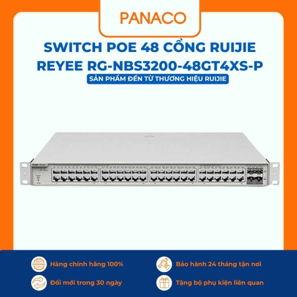 Switch POE 48 cổng Ruijie Reyee RG-NBS3200-48GT4XS-P