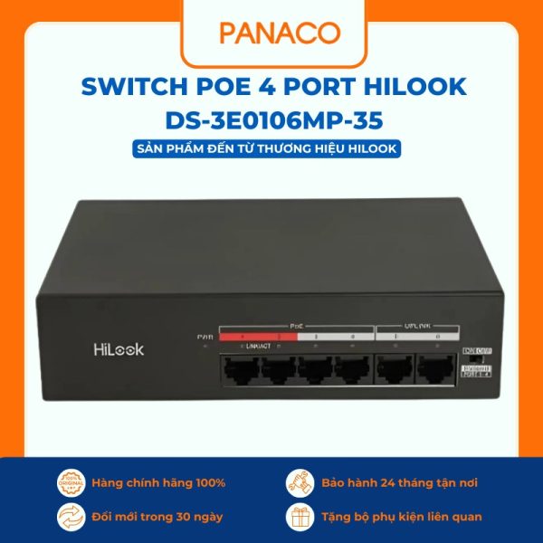 Switch PoE 4 Port HiLook DS-3E0106MP-35