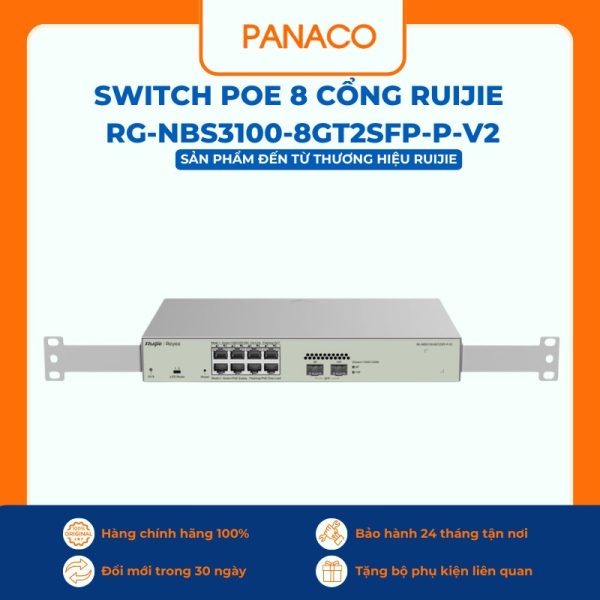 Switch PoE 8 cổng Ruijie RG-NBS3100-8GT2SFP-P-V2
