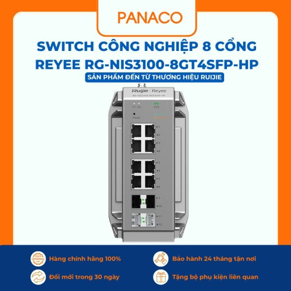Switch công nghiệp 8 cổng Reyee RG-NIS3100-8GT4SFP-HP