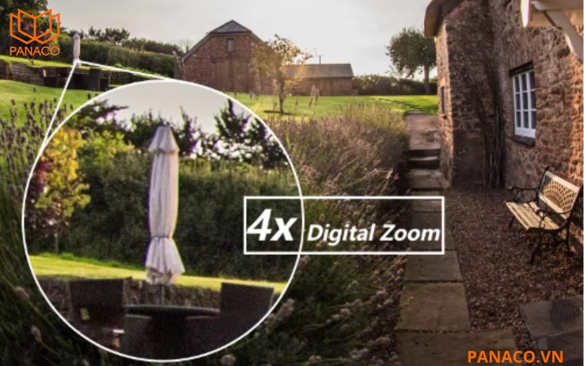 Zoom quang học 4X giúp quan sát linh hoạt nhiều khoảng cách