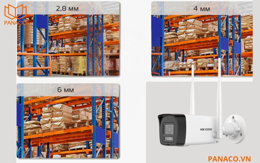 Camera hỗ trợ nhiều tùy chọn ống kính 2.8mm, 4mm hoặc 6mm