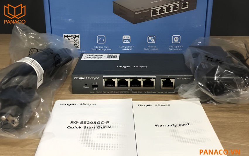 Full bộ switch Poe 4 cổng Ruijie Reyee RG-ES205GC-P
