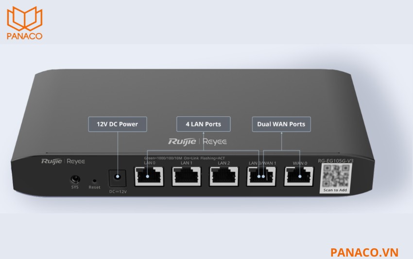 RG-EG105G-V3 trang bị 5 cổng Gigabit linh hoạt cho nhiều mô hình triển khai