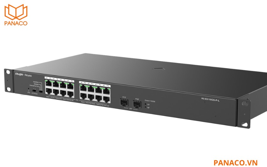 RG-ES118GS-P-L trang bị thêm 2 cổng uplink quang SFP