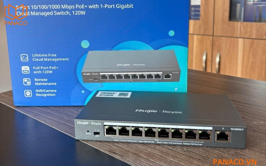 RG-ES209GC-P thiết kế 1 cổng uplink Gigabit
