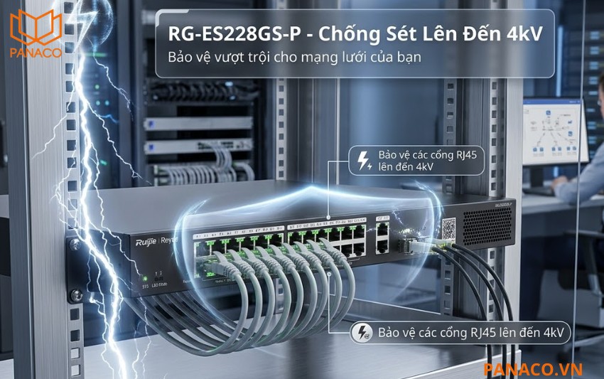 RG-ES228GS-P thiết kế chống sét 4KV