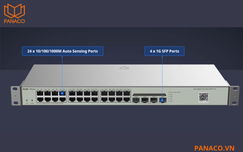 RG-NBS3100-24GT4SFP-V2 thiết kế 24 cổng Gigabit