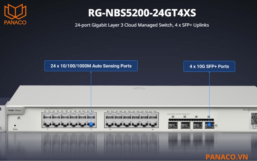 RG-NBS5200-24GT4XS thiết kế 24 cổng Gigabit