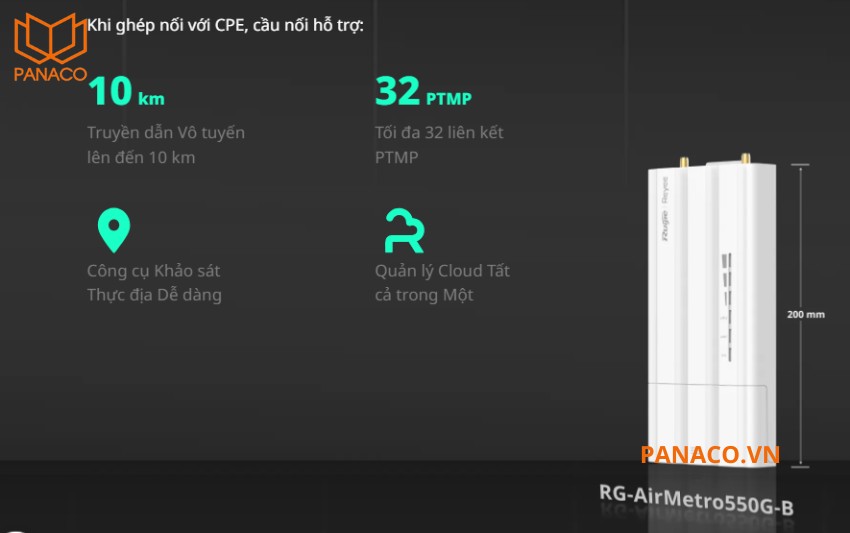 Thiết bị bắn điểm Wifi Reyee RG-AirMetro550G-B
