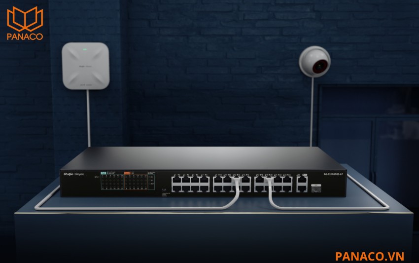 RG-ES126FGS-LP được trang bị tới 24 cổng PoE/PoE+