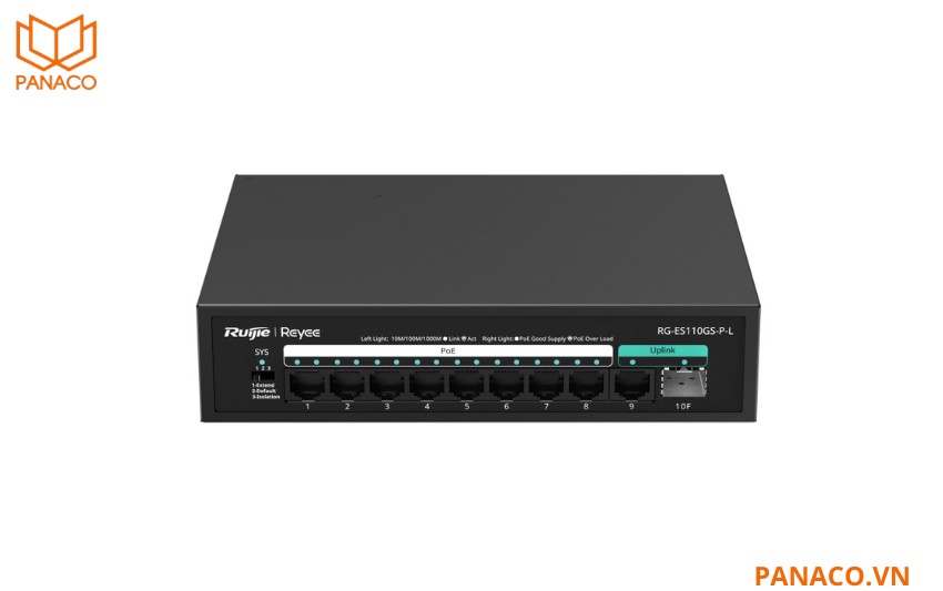 Unmanaged switch 8 cổng PoE Ruijie Reeye RG-ES110GS-P-L