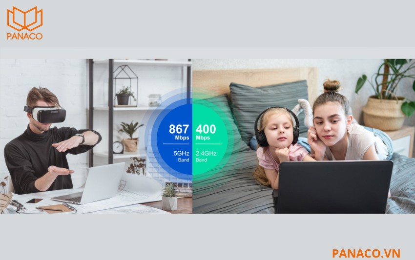 RG-EW1300G hỗ trợ 400Mbps trên 2.4GHz và 867Mbps trên 5GHz