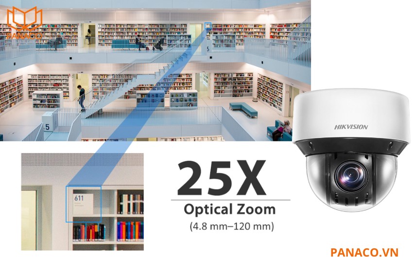 DS-2DE4A225IWG-E hỗ trợ khả năng zoom quang học lên tới 25x