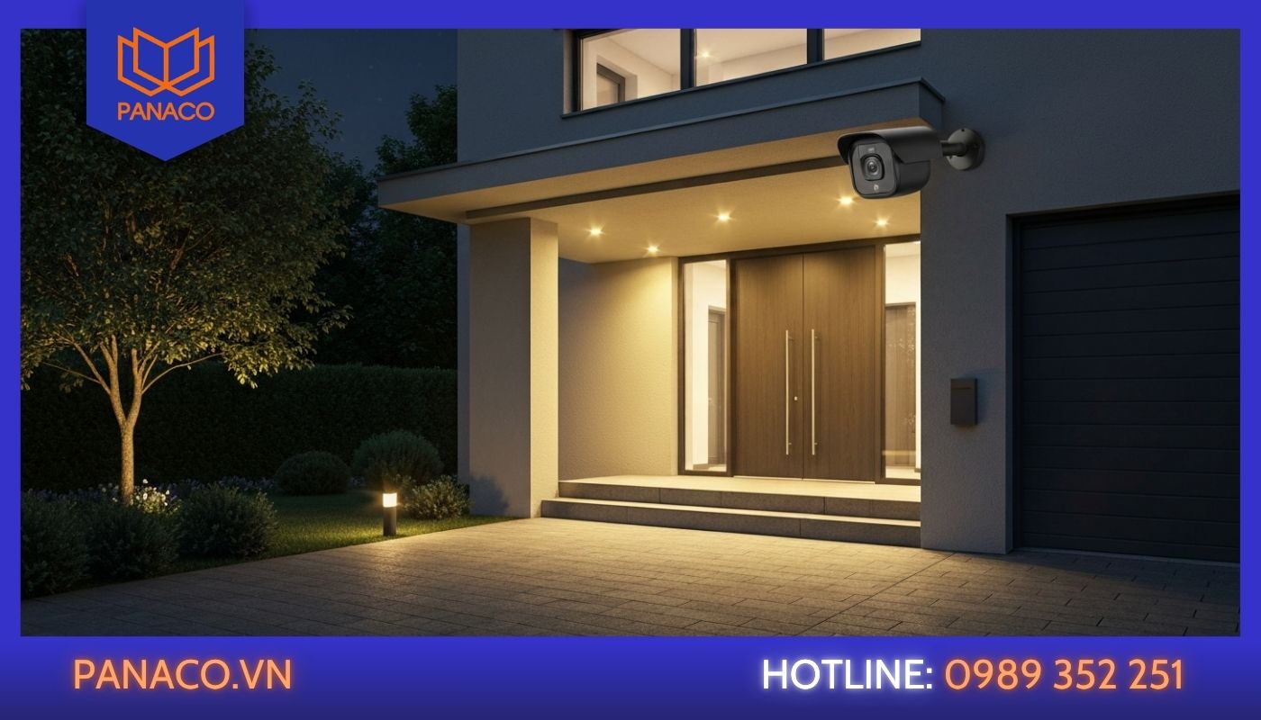 Camera giám sát ngoài trời bảo vệ nhà đêm