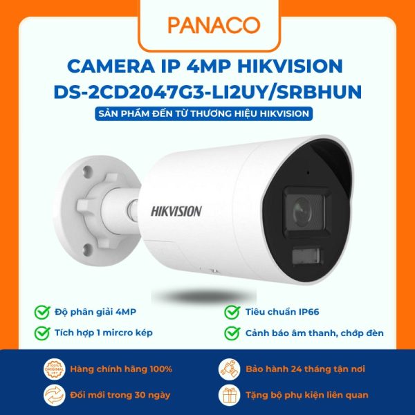 Camera IP 4MP Hikvision DS-2CD2047G3-LI2UY/SRBHUN