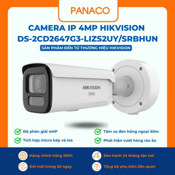 Camera IP 4MP Hikvision DS-2CD2647G3-LIZS2UY/SRBHUN