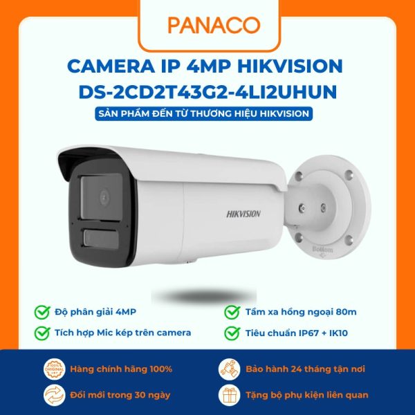 Camera IP 4MP Hikvision DS-2CD2T43G2-4LI2UHUN