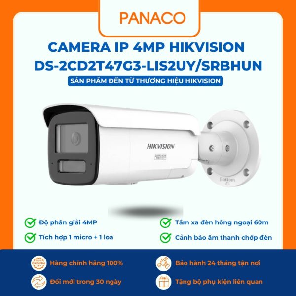Camera IP 4MP Hikvision DS-2CD2T47G3-LIS2UY/SRBHUN