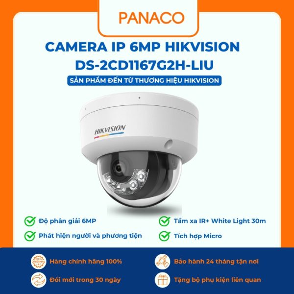 Camera IP 6MP hikvision DS-2CD1167G2H-LIU