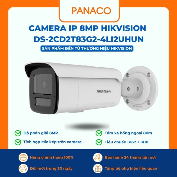 Camera IP 8MP Hikvision DS-2CD2T83G2-4LI2UHUN