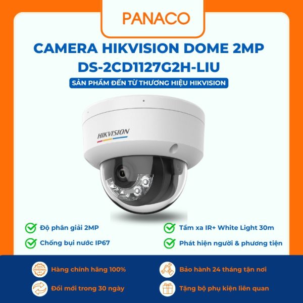 Camera hikvision dome 2MP DS-2CD1127G2H-LIU