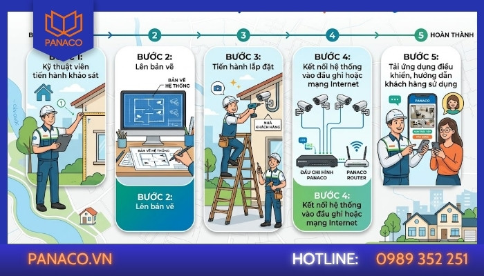 Quy trình lắp camera tại Cần Giuộc của Panaco