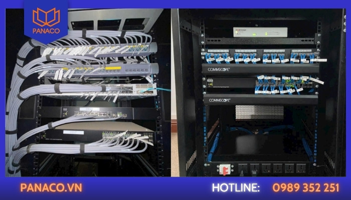 Các thiết bị được chia về từng tủ rack tại xưởng