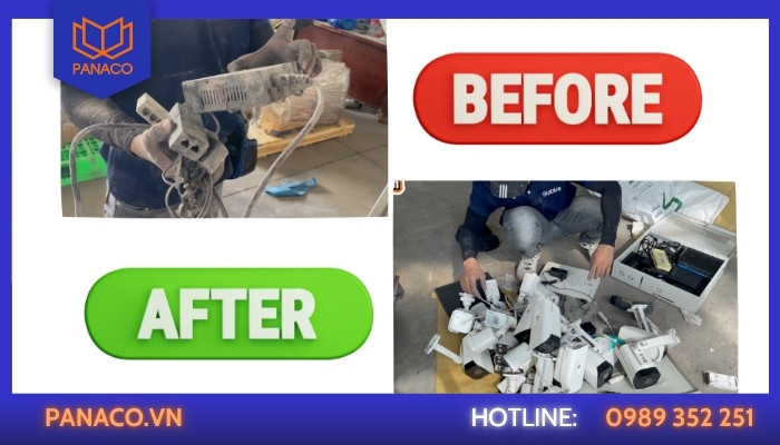 Hình ảnh so sánh trước và sau khi kỹ thuật viên Panaco vệ sinh thiết bị