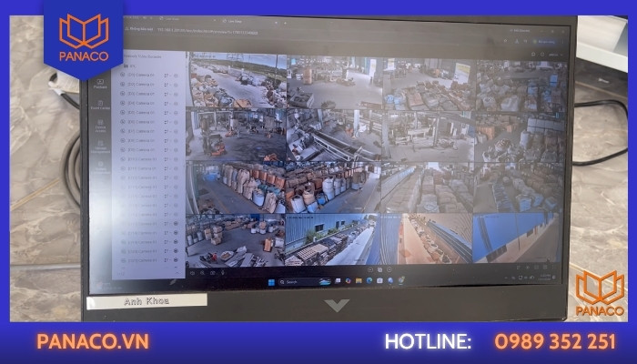 Màn hình kiểm tra hệ thống camera quan sát toàn bộ nhà xưởng