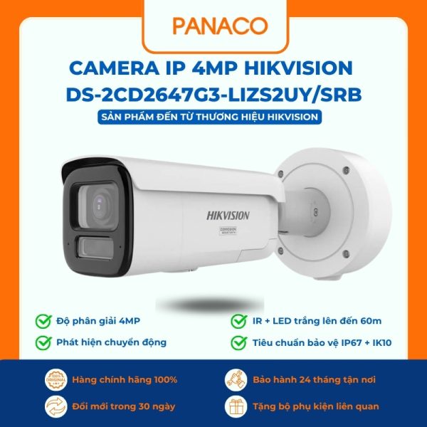 Camera IP 4MP Hikvision DS-2CD2647G3-LIZS2UY/SRB