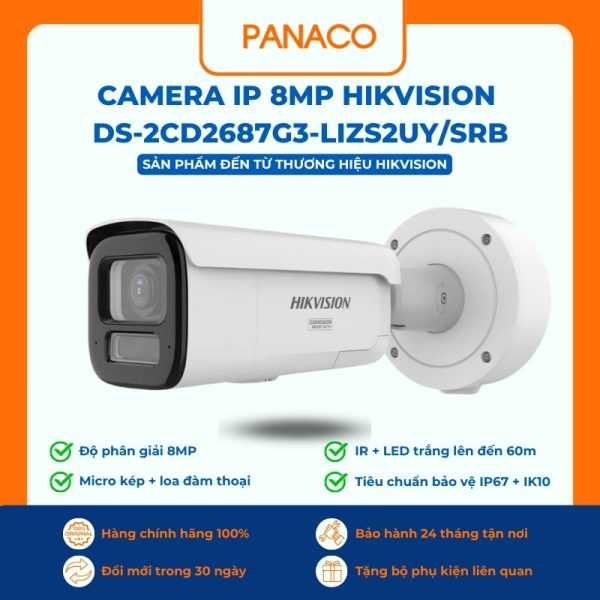 Camera IP 8MP Hikvision DS-2CD2687G3-LIZS2UY/SRB
