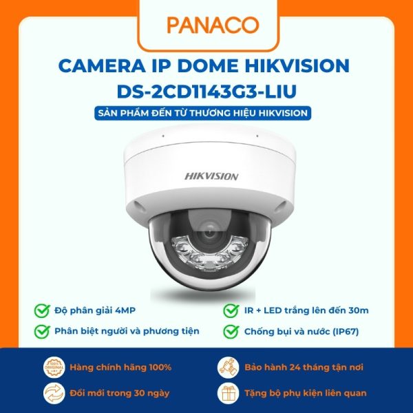 Camera IP Dome Hikvision DS-2CD1143G3-LIU 4MP