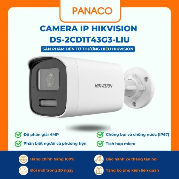 Camera IP Hikvision DS-2CD1T43G3-LIU 4MP