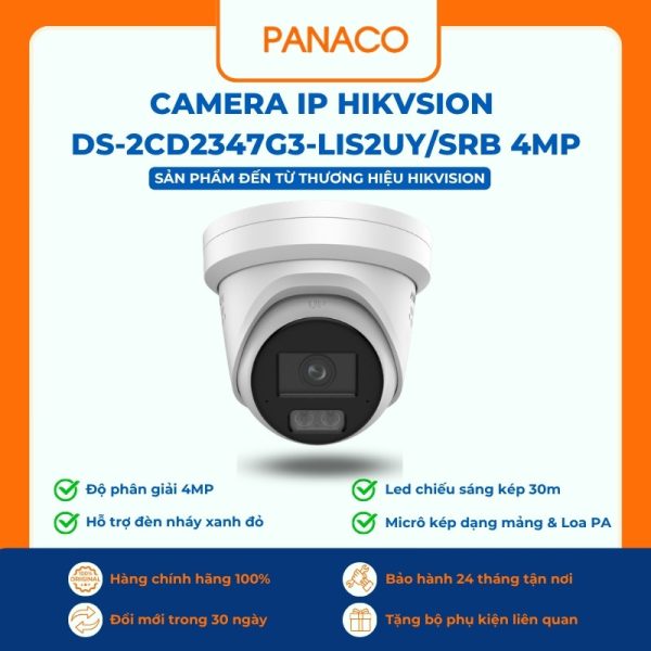 Camera IP Hikvsion DS-2CD2347G3-LIS2UY/SRB 4MP