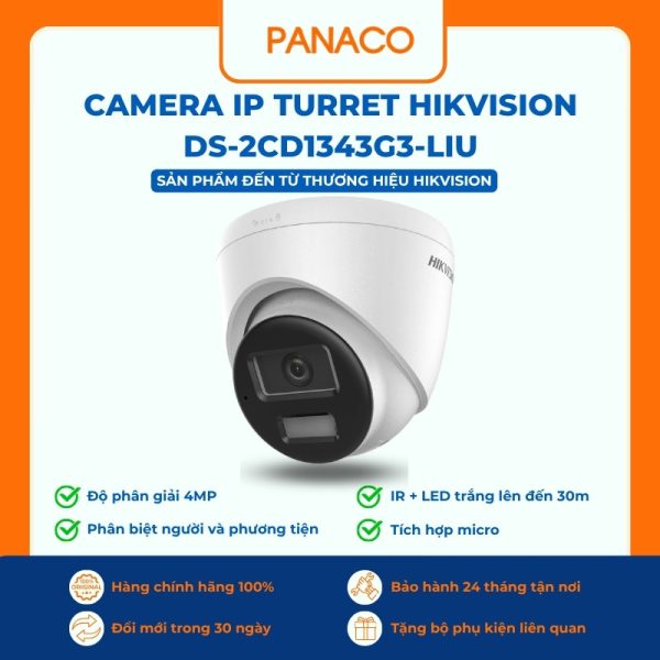 Camera IP Turret Hikvision DS-2CD1343G3-LIU 4MP