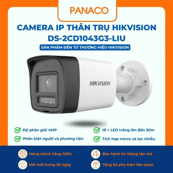 Camera IP thân trụ Hikvision DS-2CD1043G3-LIU 4MP