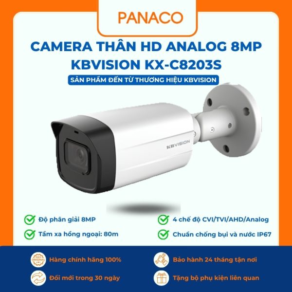 Camera thân HD Analog 8MP Kbvision KX-C8203S