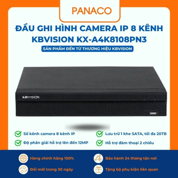 Đầu ghi hình camera IP 8 kênh Kbvision KX-A4K8108PN3