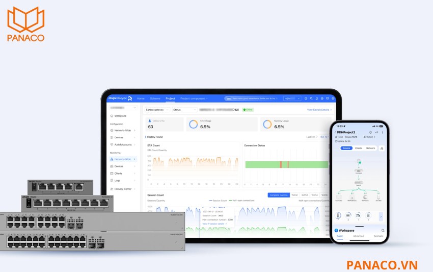 RG-ES216GC2MS hỗ trợ Ruijie Cloud và App Reyee thuận tiện