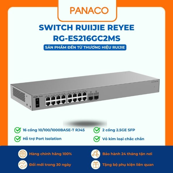 Smart Cloud-Managed Switch Ruiijie Reyee RG-ES216GC2MS