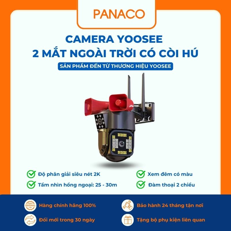 Camera hai mắt ngoài trời có còi hú cảnh báo tại chỗ cho kho nhỏ