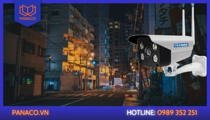 Camera ngoài trời ghi hình ban đêm với tầm hồng ngoại 10 đến 20 mét