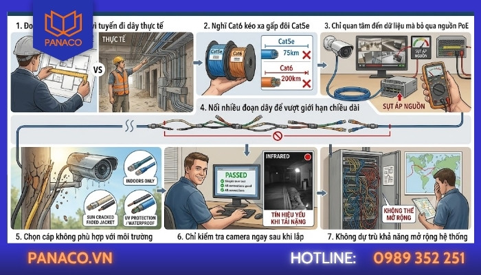 Những sai lầm khi tính khoảng cách dây camera