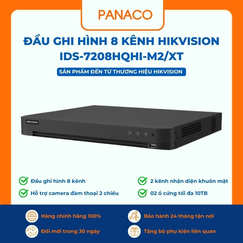 Đầu ghi camera bao nhiêu kênh và mấy khay ổ: Hikvision iDS-7208HQHI-M2/XT hai khay
