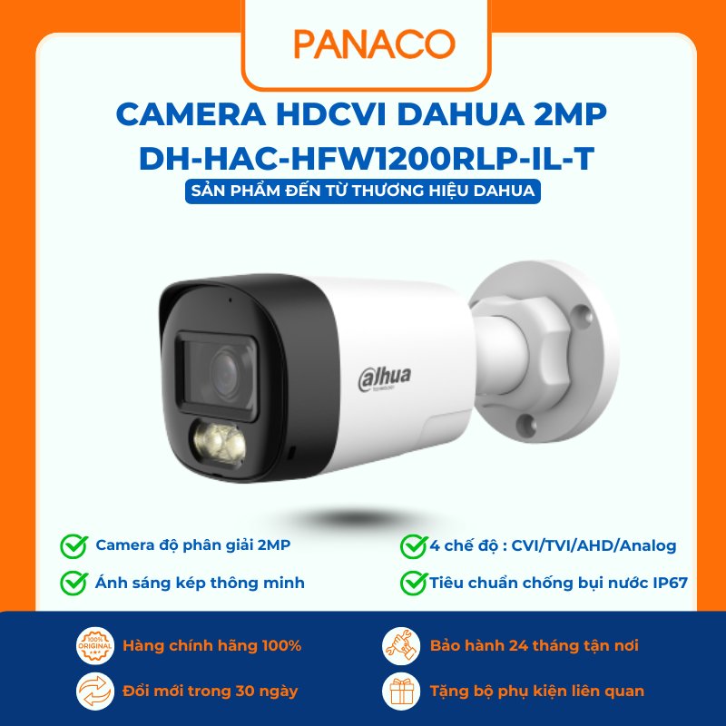 Camera Dahua DH-HAC-HFW1200RLP-IL-T thân trụ, tích hợp micro và loa đàm thoại hai chiều