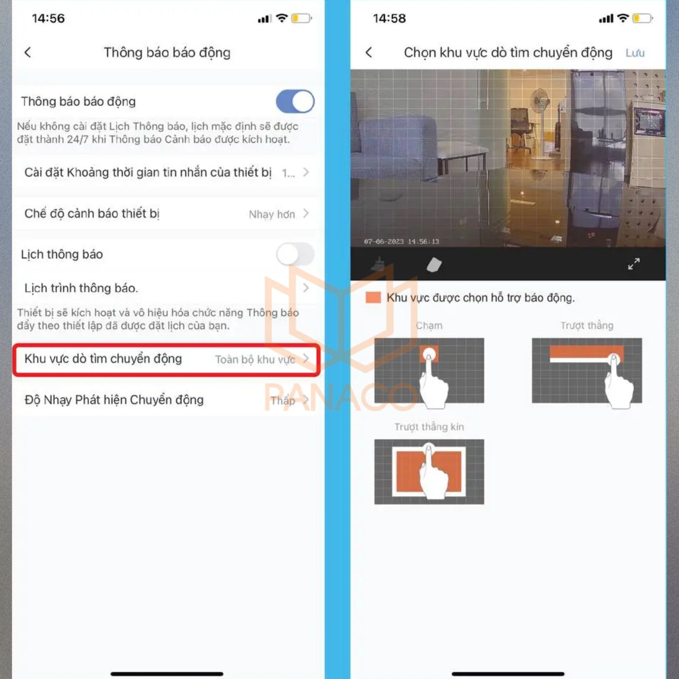 Cách cài camera chống trộm báo qua điện thoại: bước khoanh vùng phát hiện