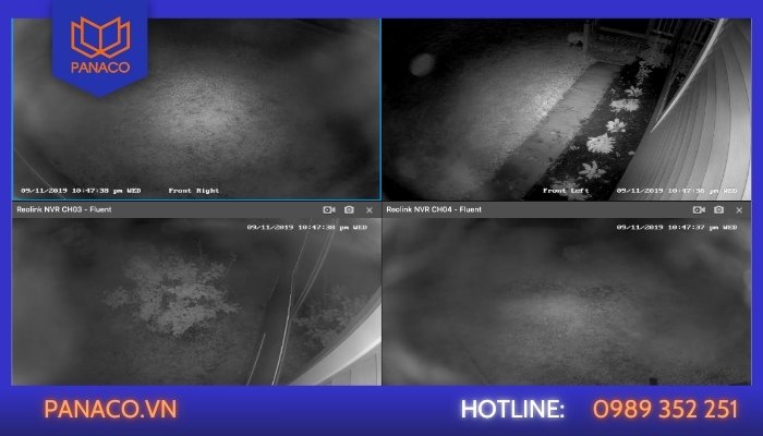 Bốn khung hình ban đêm bị nhòe trắng sau khi camera dính hơi ẩm
