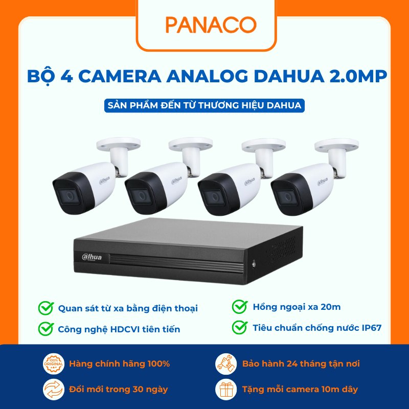 Các loại camera văn phòng và cách chọn trọn bộ: bộ 4 camera Dahua 2MP